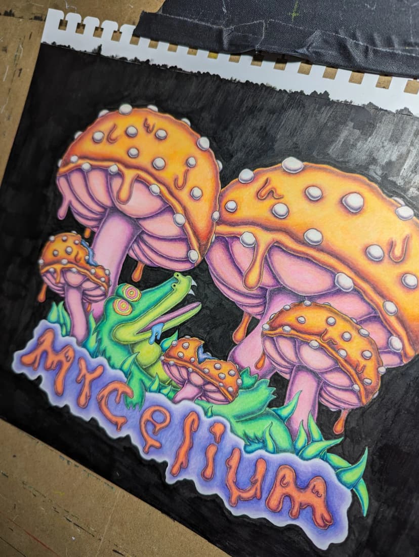 Mycelium, 9x12 colored pencil and ink - Original drawing, colored pencil and ink on bristol, 9x12. ...