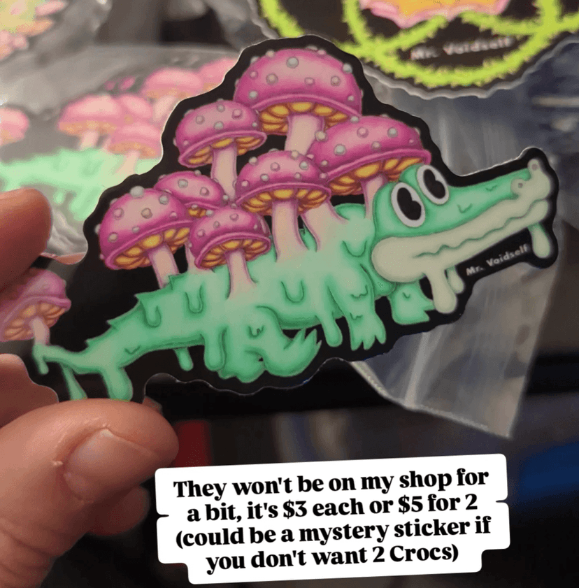 Gizzy Gator Mushroomified - Vinyl 3" stickers of everyone's favorite lil guy. ...